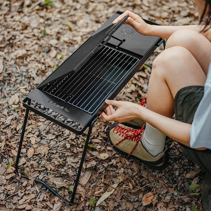 Naturehike Camping Portable Foldable Barbecue Grill Outdoor Mini Camping Grilling Rack 2-speed Adjustable Fire Mini BBQ Table