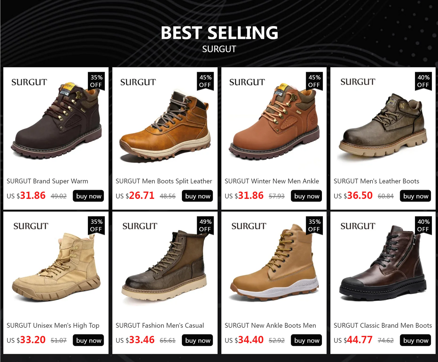 SURGUT 2025 Fashion New Autumn Winter Men Boots Casual Motorcycle Boots Split Leather Comfortable Outdoor Ankle Boots Size 38~47