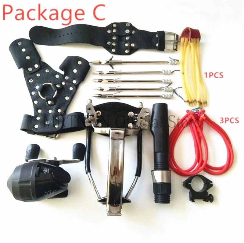Powerful Fishing Slingsshot with Wrist Rest Outdoor Hunting Sling Shot Large Catapult for Fishings and Ball