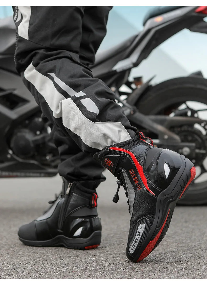 Motorcycle Shoes Men Off-road Adventure Motocross Low Boots  Retro Black Riding Shoes Rubber Sole Waterproof Motorcyclist Shoes