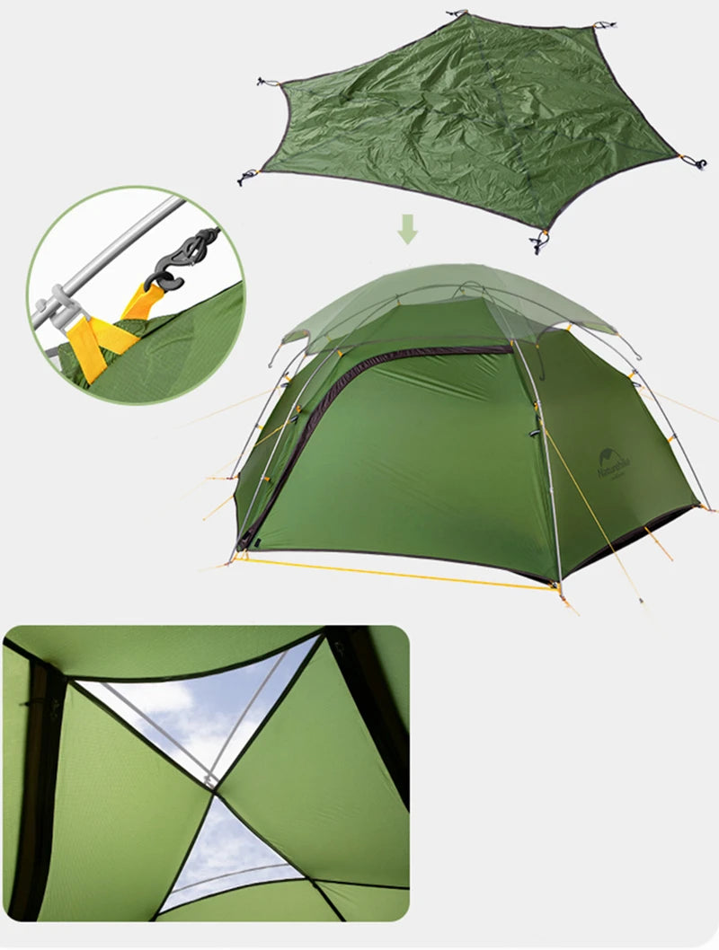 Naturehike Cloud Peak 20D Nylon Tent Ultralight 2 Persons Camping Hiking Outdoor Tent 4 Season Double Layer Backpack camper Tent