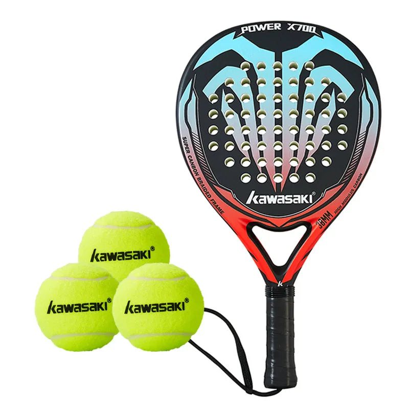 Kawasaki Brand Padel Tennis Carbon Fiber Soft EVA Face Tennis Paddle Racquet Racket with Padle Bag Cover Power 600