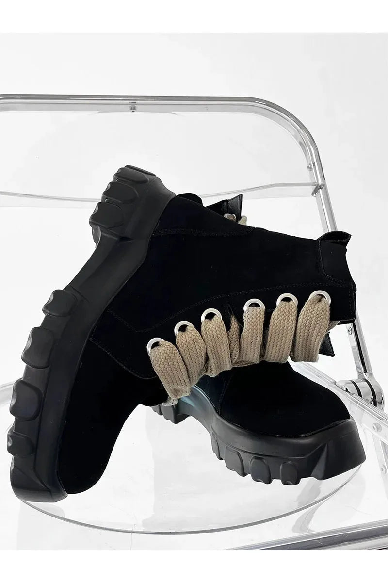 Autumn Motorcycle men Ankle Boots Street Goth Platform Rock Chunky Heels Punk Designer Shoes Knight Short Boots Woman Winter