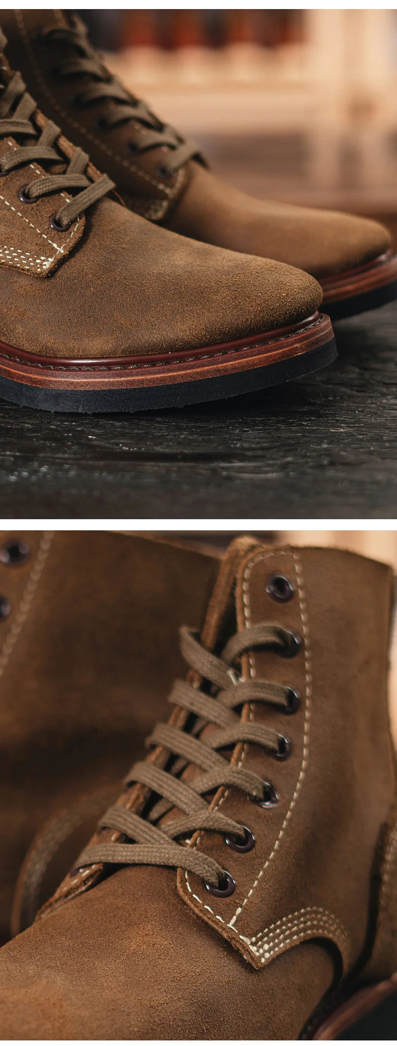 Retro Cowhide Motorcycle Boots High Top Motorbike Boots Durable Goodyear-Welted Moto Boots Wear-resistant Walking Shoes For Men