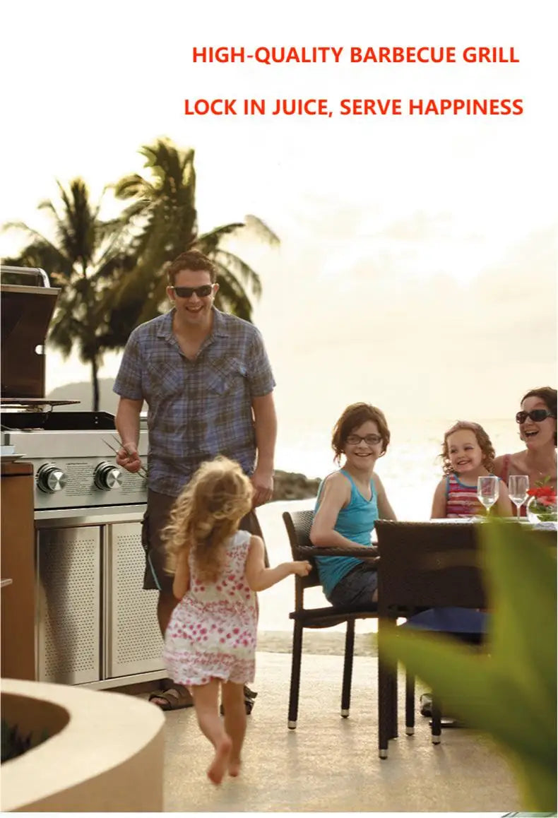 2025 Newest 304 Stainless Steel Built-in Courtyard Grill Gas Charcoal Dual Fuel Smoker BBQ Grill