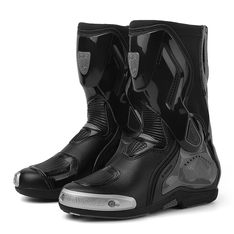 Professional Motorcycle Boots Anti-slip Mid-calf Long Ankle Off-road Racing Wear-resistant Motorcycle Rider Protective Shoes