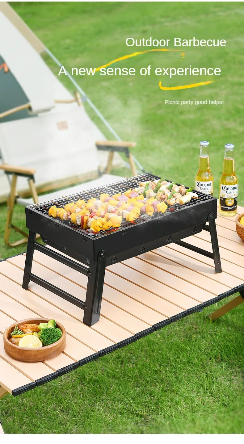 Collapsible BBQ Grill Outdoor Portable Charcoal Fire Pit Full Set no Smoke Carbon Roast Meat for Home
