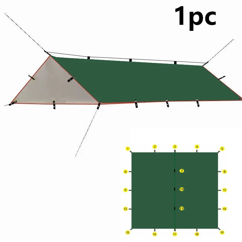 19 Hanging Point Tent Waterproof Tarpaulin Sunshade Canopy Outdoor Backpack Waterproof Camping Sunshade