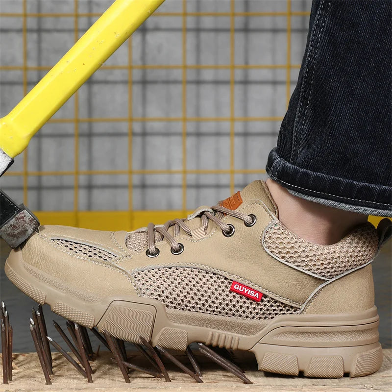 Waterproof Wrok Safety Shoes For Men Summer Breathable Indestructible Boots Non-slip Industrial Construction Shoes Male Footwear