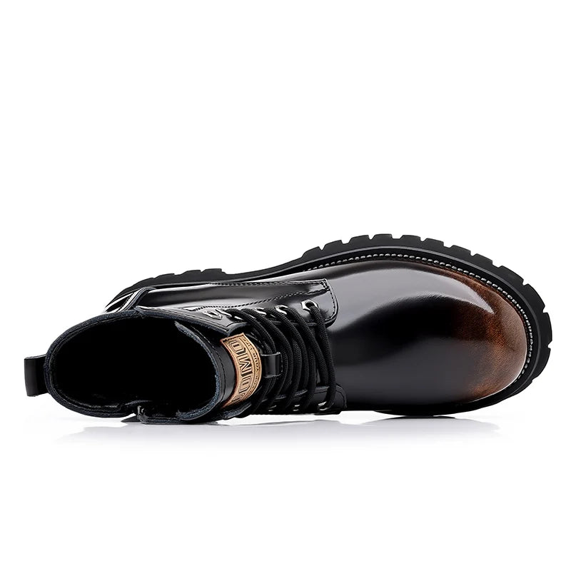 Hot Selling Men's Leather Boots Winter Thick Bottomed Work Boots British Style High Top Shoes Men's Retro Business Boots