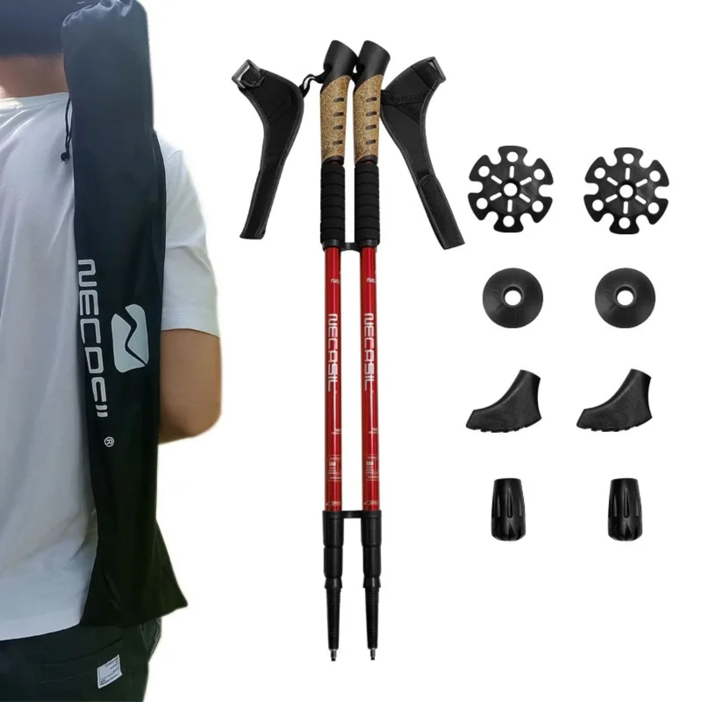 Straight Shank Mountaineering Stick 6061 Aluminum Alloy Inner Lock Mountaineering Stick G203 Nordic Off road Walking Stick Set