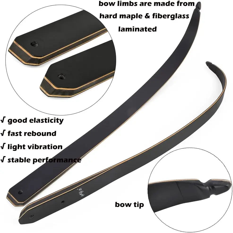 58/60 Inch Archery Takedown Recurve Bow for Adults/Youth 25-65Lbs American Hunting Bow Magnesium Alloy Metal Riser Right Handed