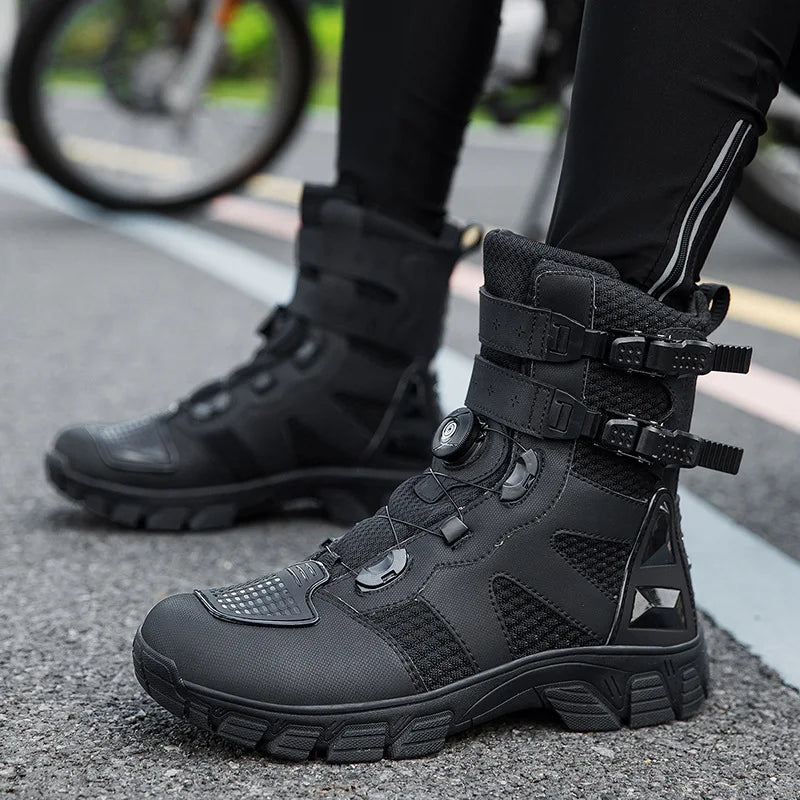 Motorcycle Boots Men's Mid-Calf Motocross Races Protective Boots Outdoor Breathable Non Slip Motos Sports Shoes Botas Moto Hombr
