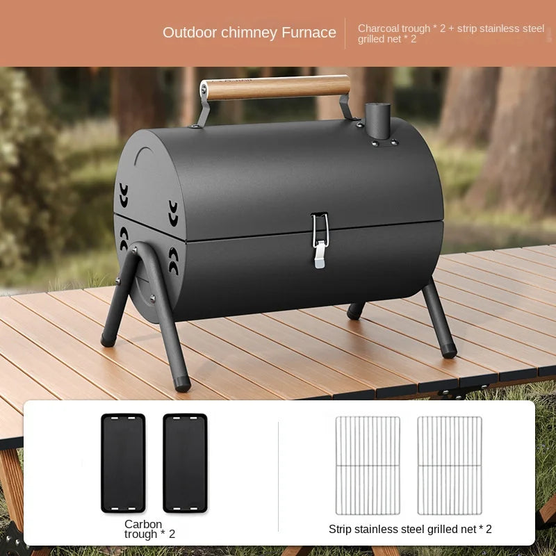 Barbecue Grill Outdoor Portable Picnic Camping Folding Smokeless Grill Household Portable Charcoal Heating Barbecue Grill 2025