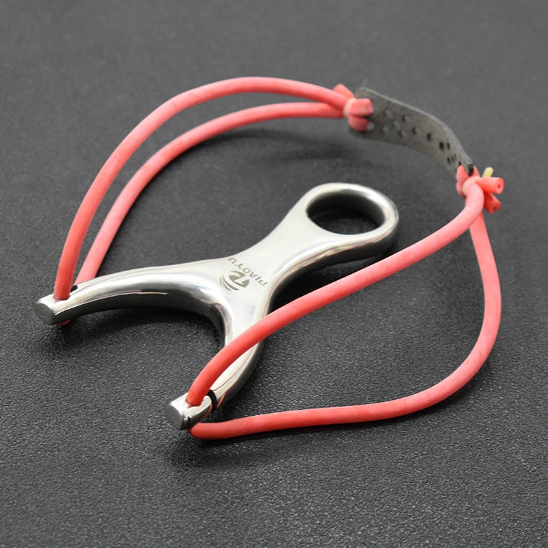 Stainless Steel Slingshot Metal Slingshot Catapult Powerful Hunting Equipment Portable Shooting Leisure Toy With Rubber Band