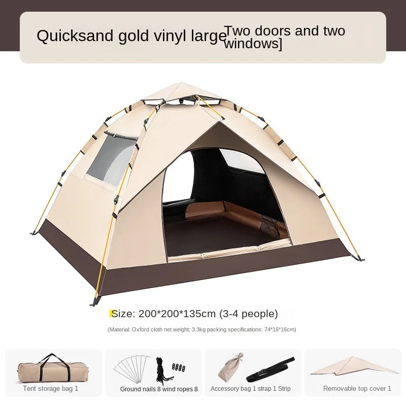 2 3 4 Person Outdoor Camping Family Automatic Waterproof Quick Opening Tent Mosquito Proof Party Portable Beach Hiking Cycling
