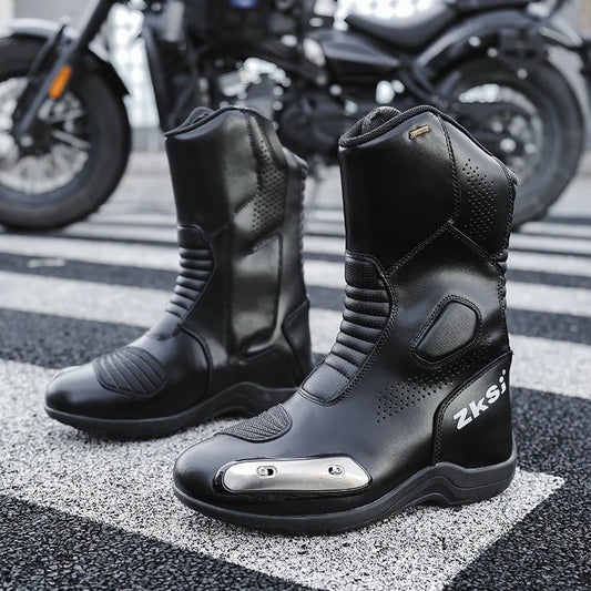 Motorcycle Shoes Full Leather Motocross Boots with Shifter Guard Cafe Boots Enduro Boots for Touring&hiking Moto Protection Gear