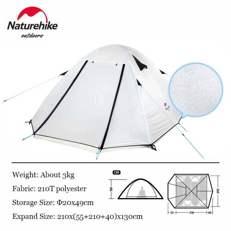 Naturehike Ultralight Tent 3-4 Person Waterproof Camping hiking tent Outdoor Double Layer Hiking Fishing Tourist Beach Tents