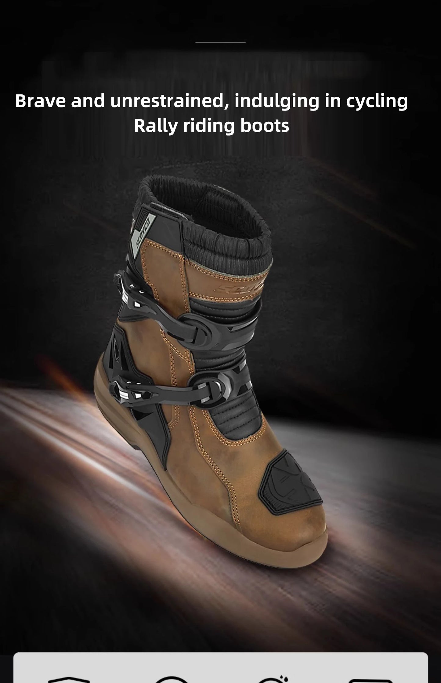 SCOYCO Motorcycle Protective Boots Men Waterproof Enduro Motorcyclist Shoes TPU Leather Anti-slip Motocross Rally High Top Boots