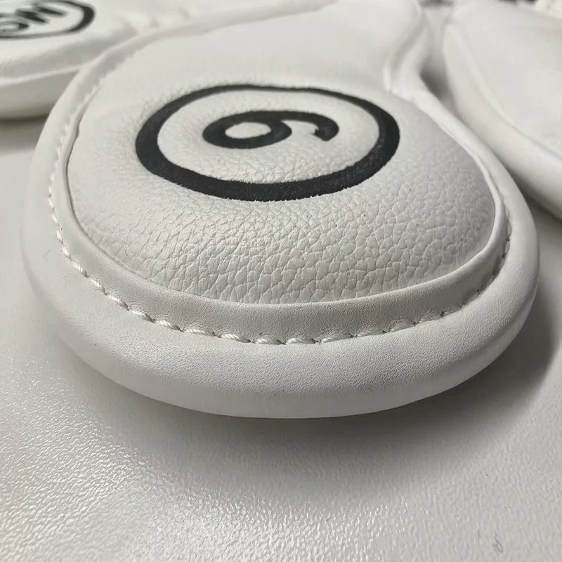 10 sets of portable PU golf club iron head cover magnetic protective cover golf club iron head cover set 3 4 5 6 7 8 9 AW SW PW