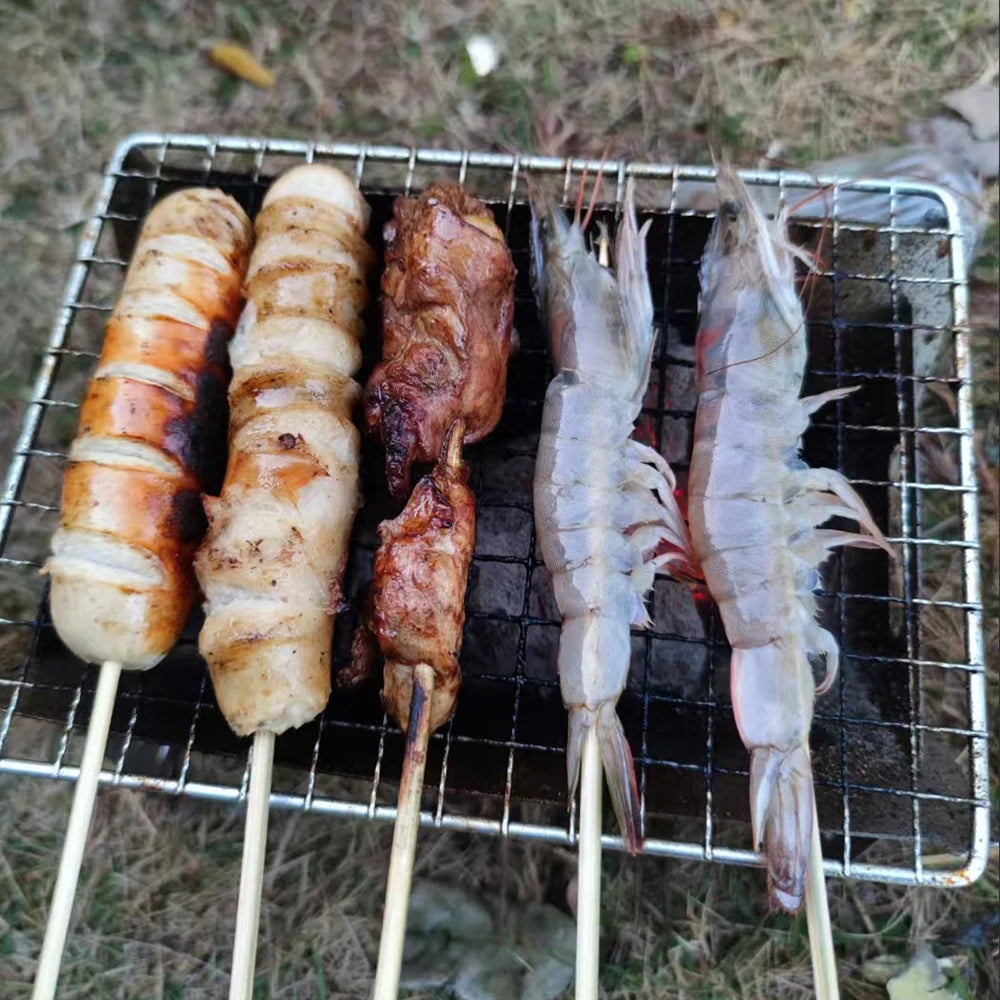 Outdoor Folding Barbecue Stove Stainless Steel Convenient Card Type Grills Firewood Stove Mini Barbecue Rack Household Stove Net