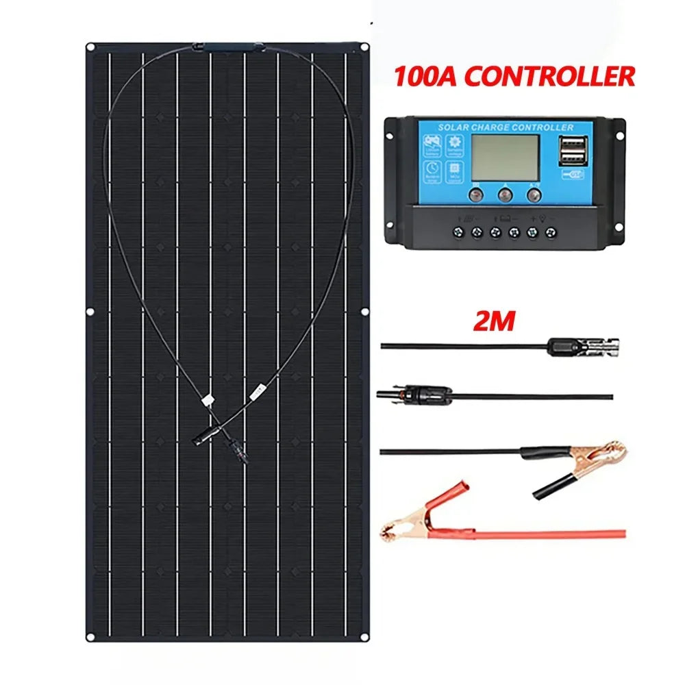 2000W 4000W Solar Panel High Power ETFE Flexible Monocrystalline Solar Cell  Home/Outdoor Camping Cars/Boats 12V Battery Charger