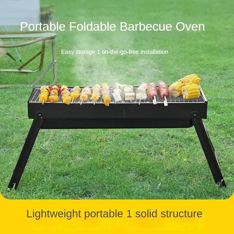 Collapsible BBQ Grill Outdoor Portable Charcoal Fire Pit Full Set no Smoke Carbon Roast Meat for Home