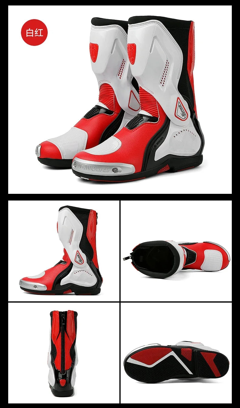 Professional Motorcycle Boots Anti-slip Mid-calf Long Ankle Off-road Racing Wear-resistant Motorcycle Rider Protective Shoes