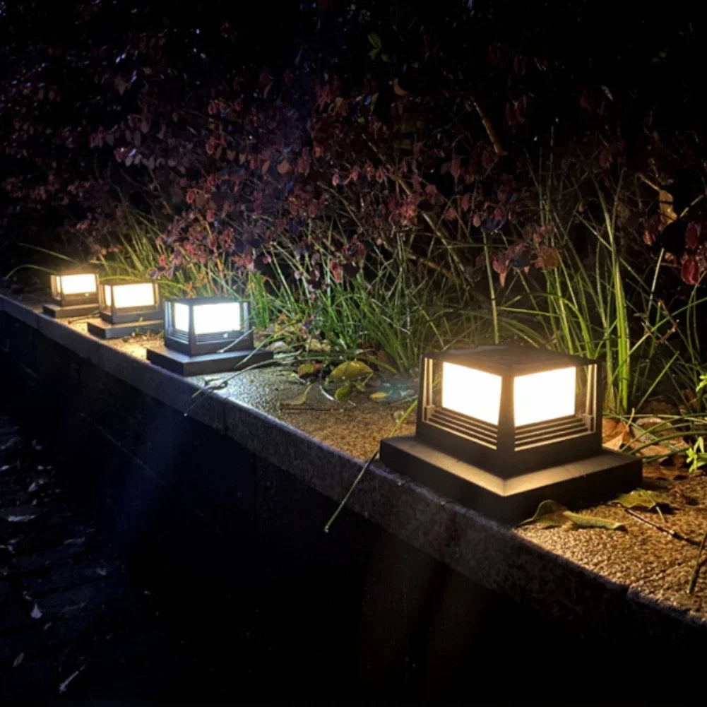 Waterproof Led Light Fence Lamp Solar Panel Pipe Garden Street Solar Powered Landscape Lamp Light Hot Solar Pillar Post Cap New