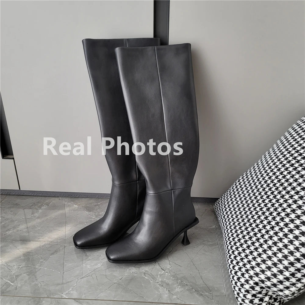 FEDONAS Fashion Women High Heels Genuine Leather Boots Autumn Winter Long Warm Knight Boots Female Shoes Woman