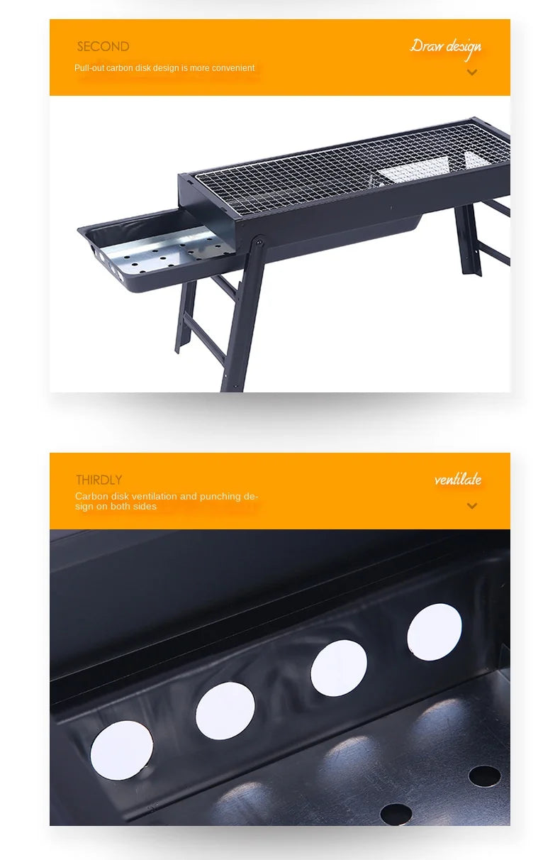 Cycling City Outdoor BBQ Stove Household Folding Grill Mini Barbecue Artifact Portable Charcoal Grill Pull-Out Charcoal Grill