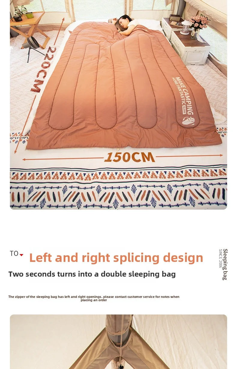 Sleeping bag for all seasons, suitable for adults, outdoor camping, overnight use, car use, and siesta, dual-purpose with warm