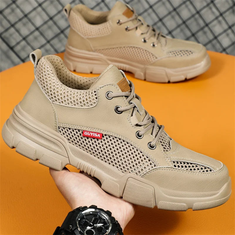 Waterproof Wrok Safety Shoes For Men Summer Breathable Indestructible Boots Non-slip Industrial Construction Shoes Male Footwear