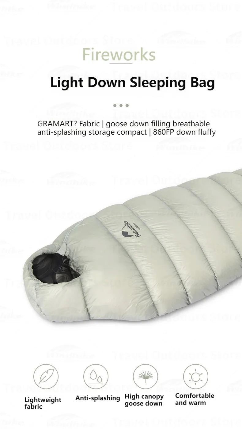 Naturehike Goose Down sleeping bags camping Ultralight Winter Gear Supplies Travel Waterproof folding Comfortable Tourism bag
