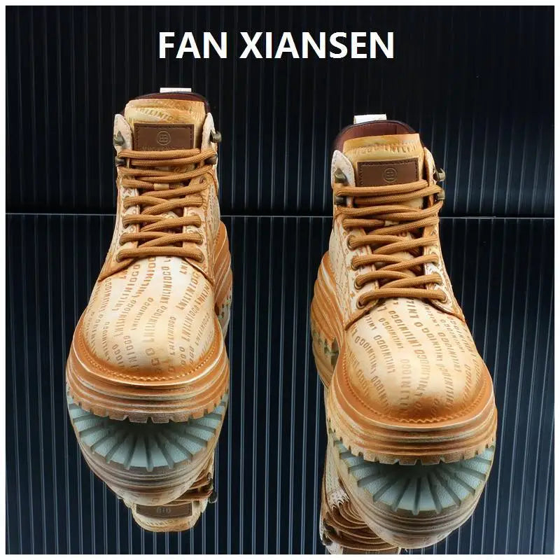 Motorcycle cycling shoes Ankle Boots Casual Sneaker Leather Shoes Loafers  Boots for Men Sports and Wear Round Toe Army Boots