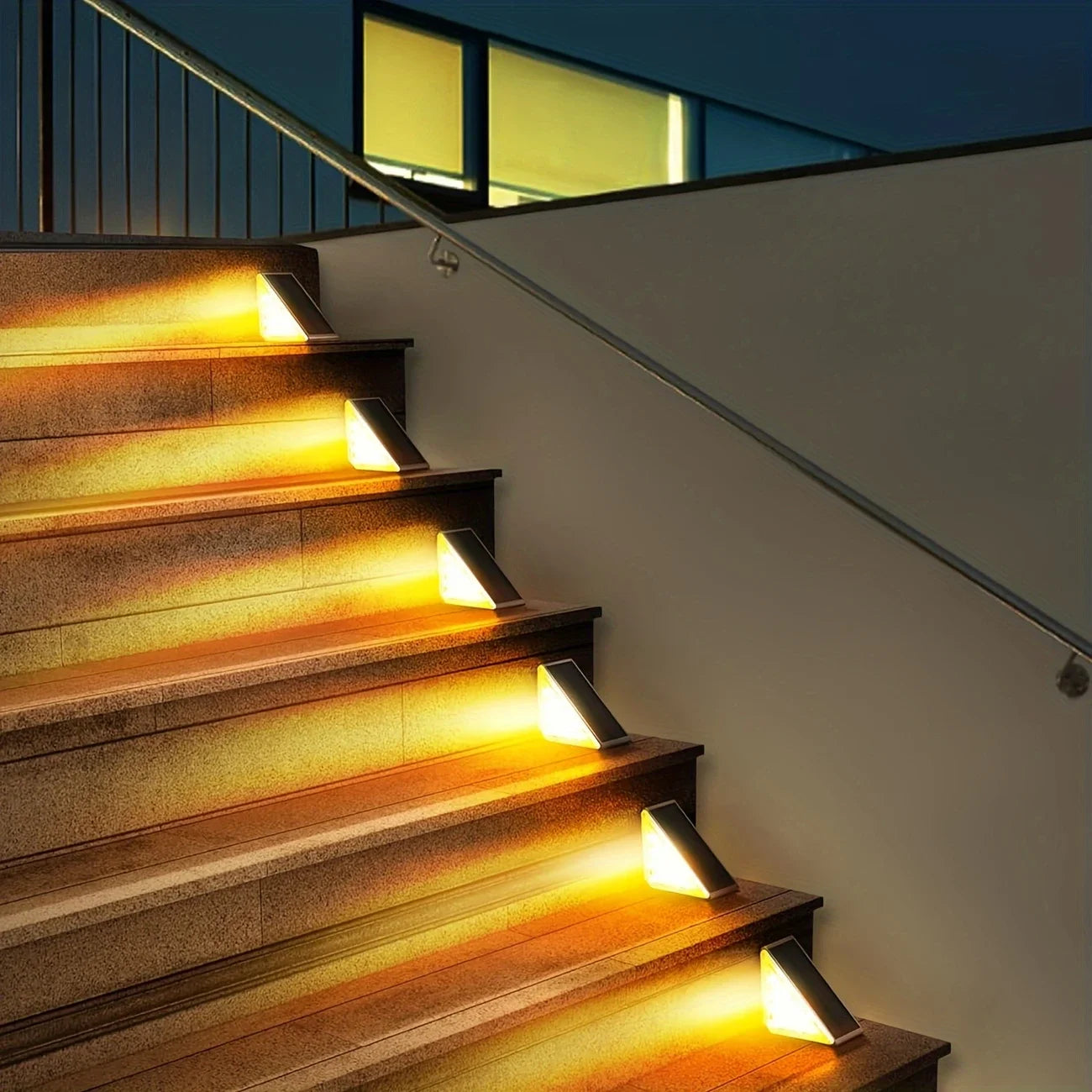 2PC Solar Garden Lights, Stair Step Lights, Outdoor Waterproof Sensor Step Lights, Home Base Lights, Lighting Pathway Lamps, Fen