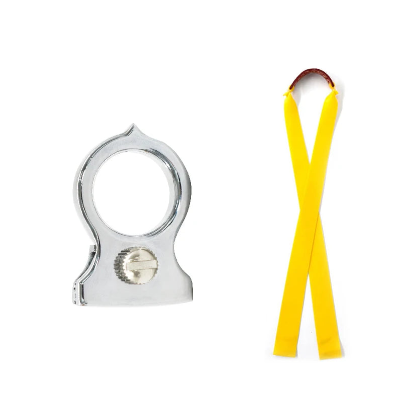 Stainless Steel Ring Pocket Slingshot Ammo Catapult Rapid Fire Slingshot with Rubber Band Finger Hunting Shooting Slingshot