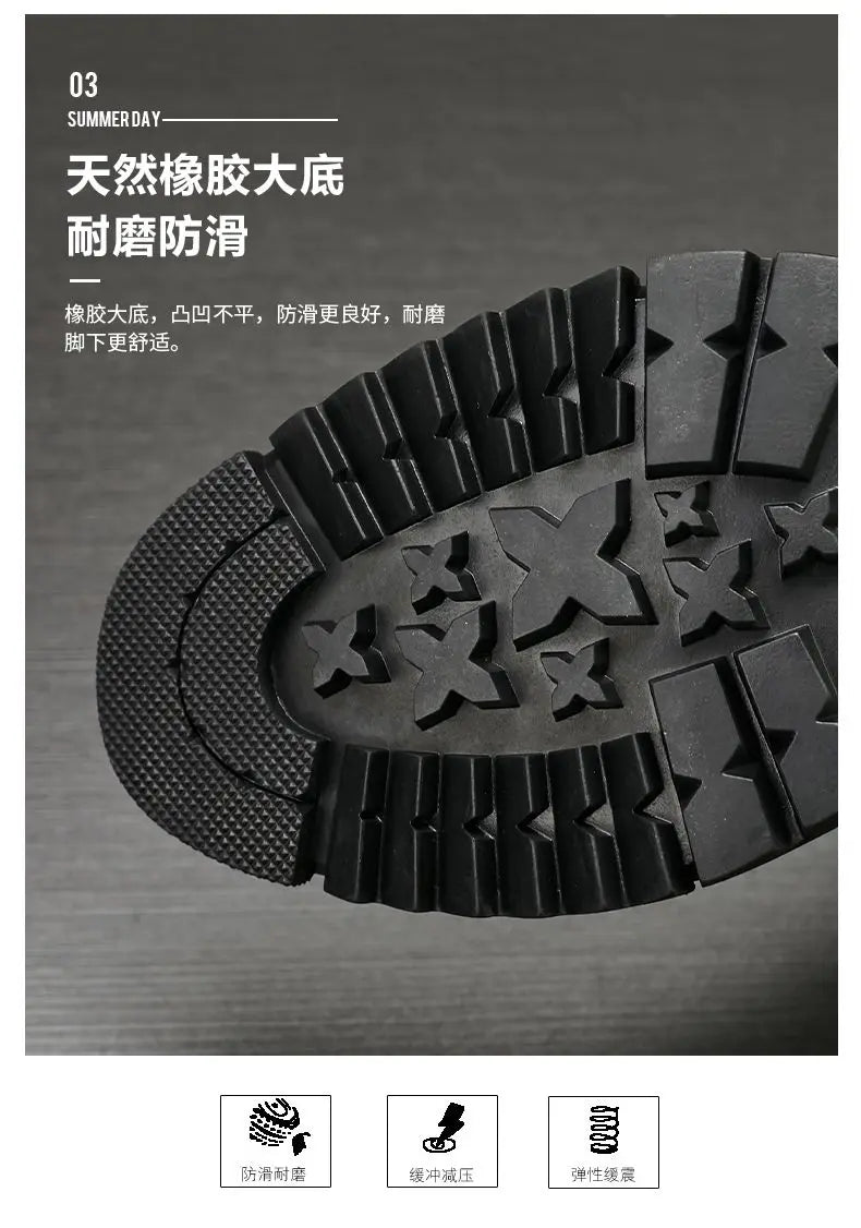 Retro Leather Motorcycle Riding Boots Riding Boots British Cool Man Handmade High-top Winter Work Shoes