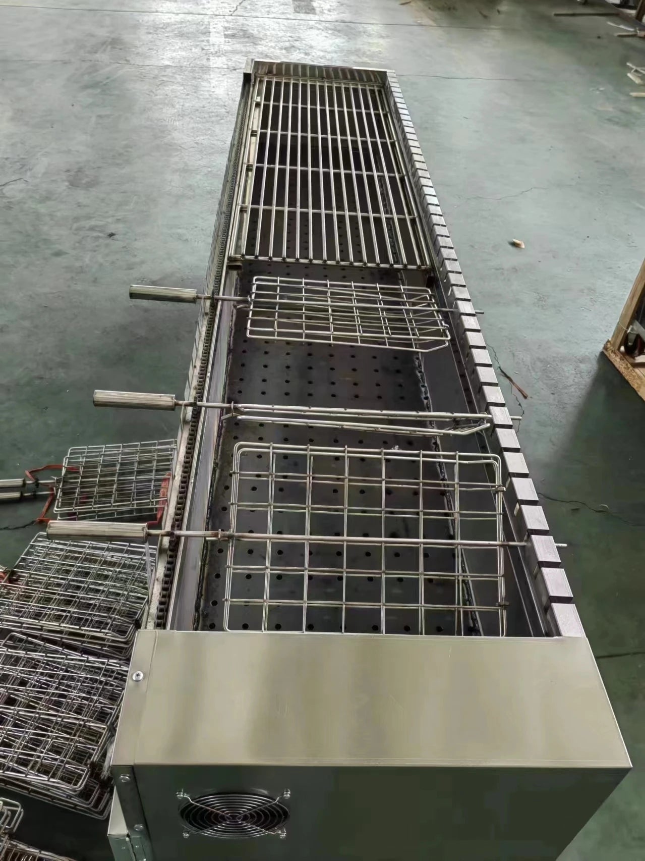 Chinese Stainless Steel Commercial Automatic Pig Meat Rotisserie Charcoal Bbq Grill Machine For Restaurant