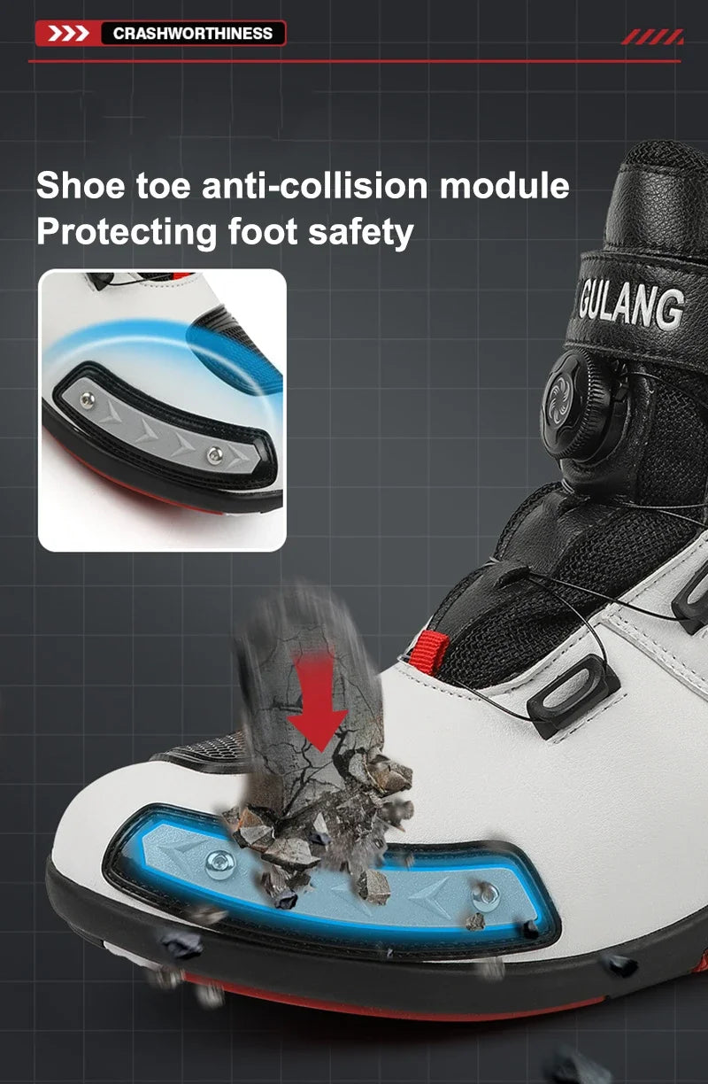 2024 New Motorcycle Boots Man Leather Motos Riders Protective Boots Waterproof Non-slip Motocross Mountain Racing Shoes