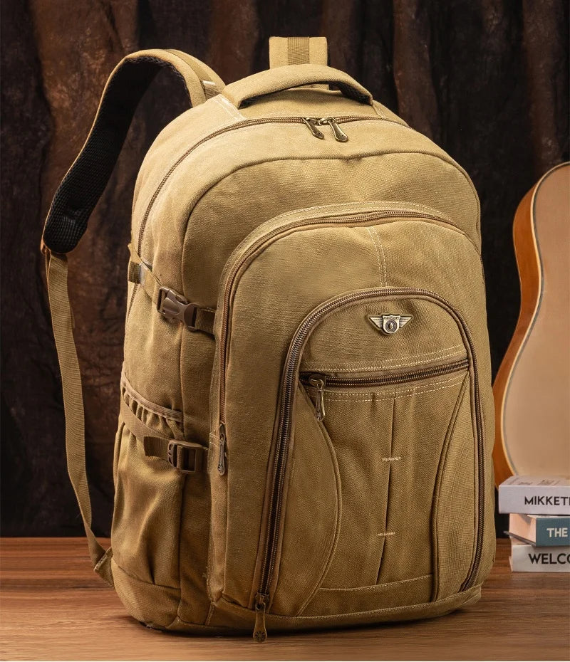 55L 70L Canvas Sports Backpack Men Outdoor Hiking Camping Travel Bag Luggage Rucksack Large Capacity Climbing Tactical Backpack