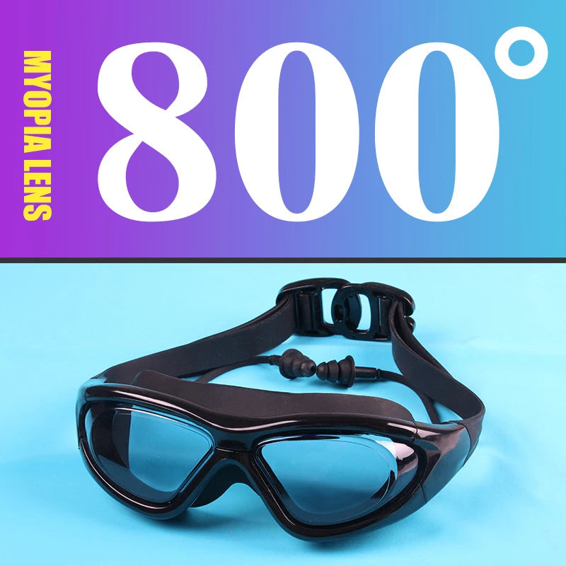 Adult Optical HD Swimming Goggles Anti-fog UV Protection Waterproof Silicone -2 To -9 Myopia Swim Eyewear Glasses with Earplug