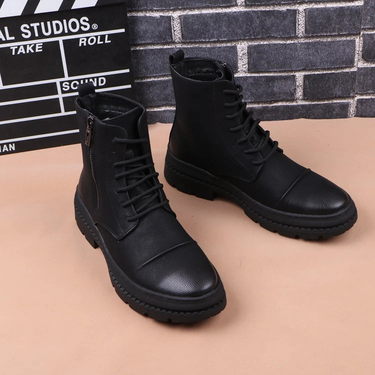 England style men fashion party banquet dress platform boots original leather shoes cowboy autumn winter boot motorcycle botas