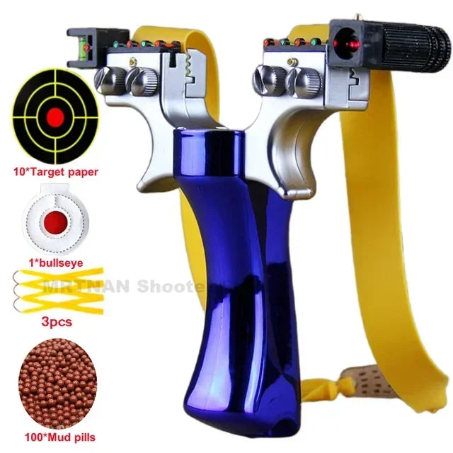 Powerful Laser Slingsshot Upgrade Outdoor Shooting Catapult Double Screw Quick Pressure Rubber Band Hunting Slingshot