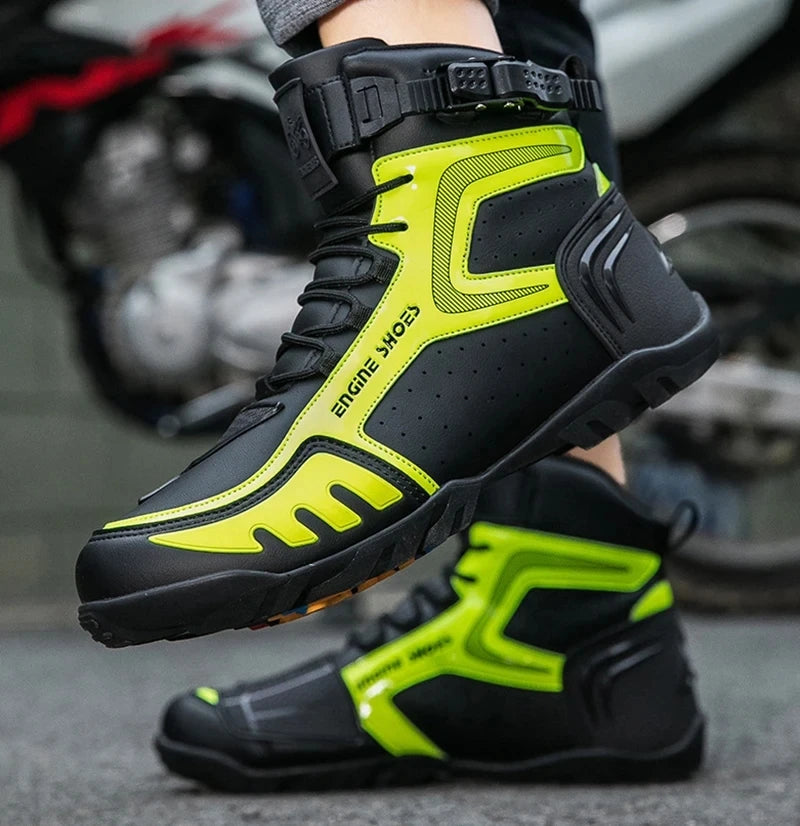 Men Motorcycle Boots Breathable Anti-fall Riders Motorbike Shoes TPU Protection Anti Slip Men's Motocross Bike Riding Boot