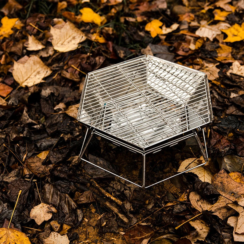 Outdoor Folding Stainless Steel Grill Barbecue Rack Detachable Charcoal Stove BBQ Grill Lightweight Brazier Foldable Hibachi