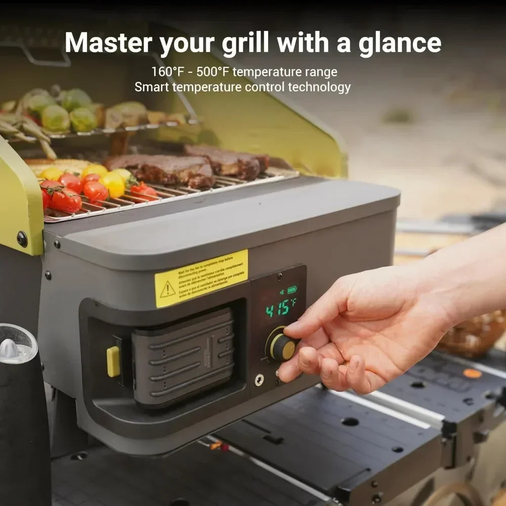 Green Portable Pellet Grill, Camping Stove, Battery-Powered Lightweight Compact Pellet Smoker