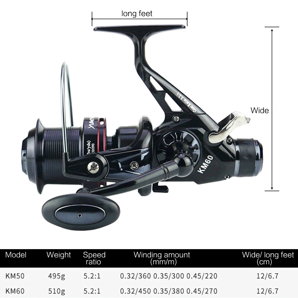 HLUR KM5000-6000 Full Metal Spinning Fishing Reel 13+1BB 25KG Max Drag Power Reel for Saltwater Trolling Surf Fishing