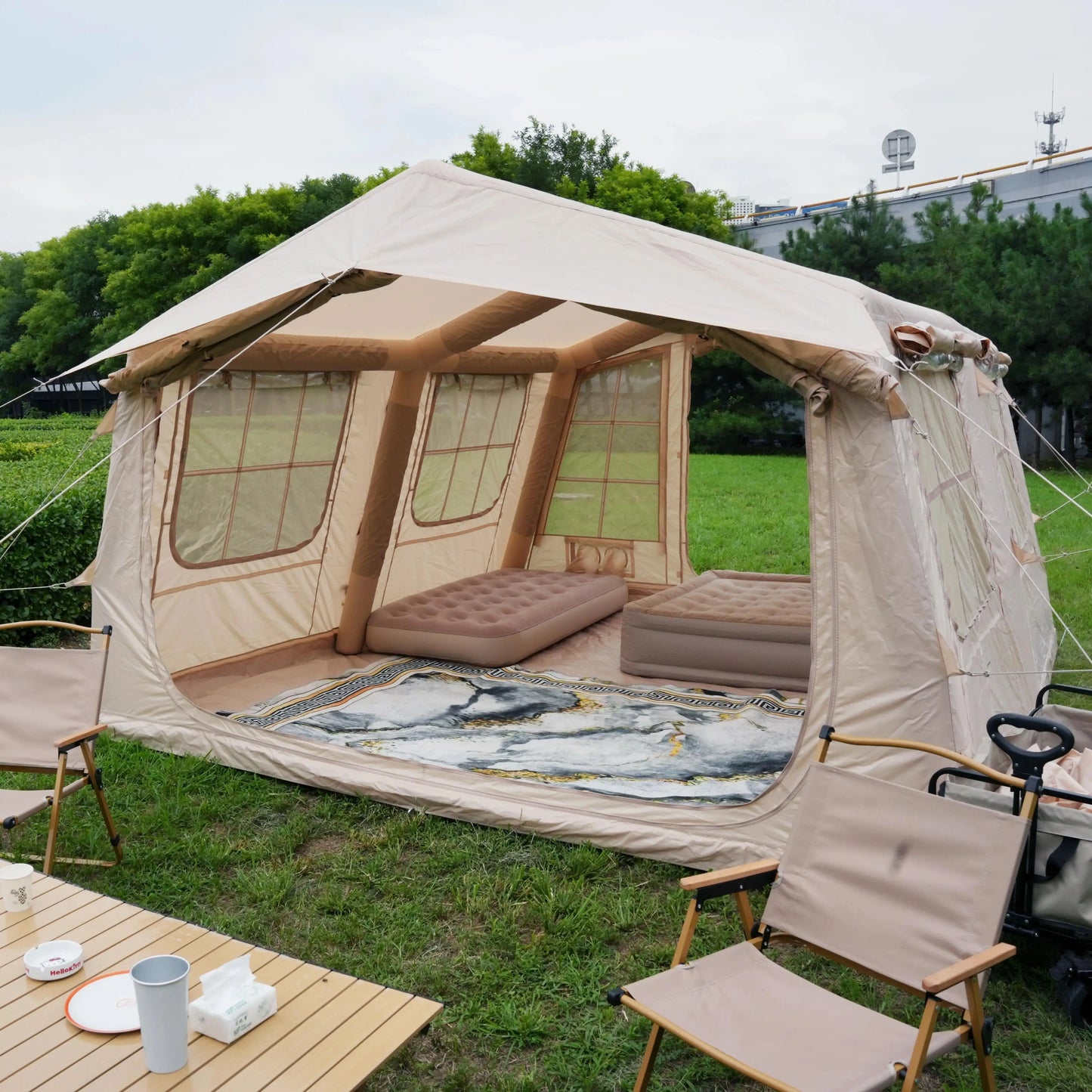 Large Inflatable Air Tourist Tent, Large Canvas Tents, Factory Glamping Cabin, Camping, Outdoor, Waterproof, 4 or 6 People