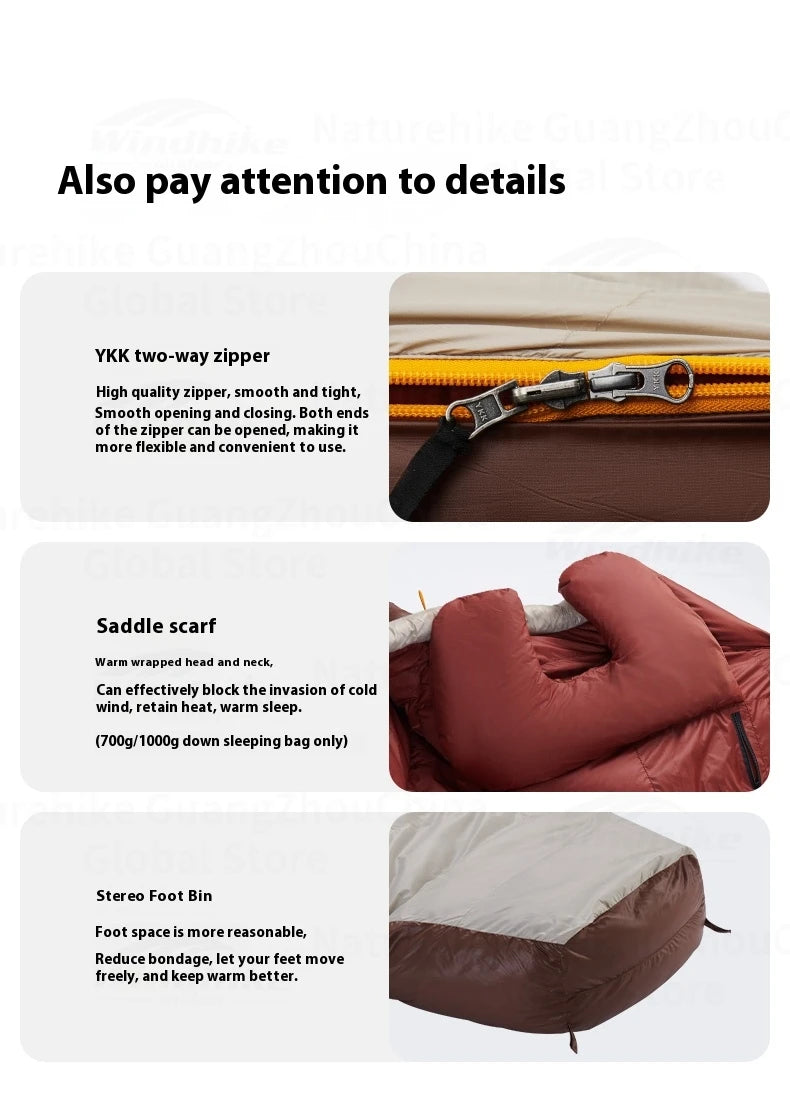 Naturehike Snowbird Mummy Sleeping Bag 650FP Duck Down -20°C Winter Outdoor Camping Warm Ultralight Thickened Adult Sleeping Bag